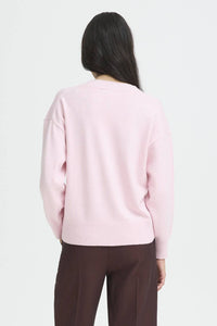 b.young Manina V-neck Sweater in hot pink - women's sweater - detail view