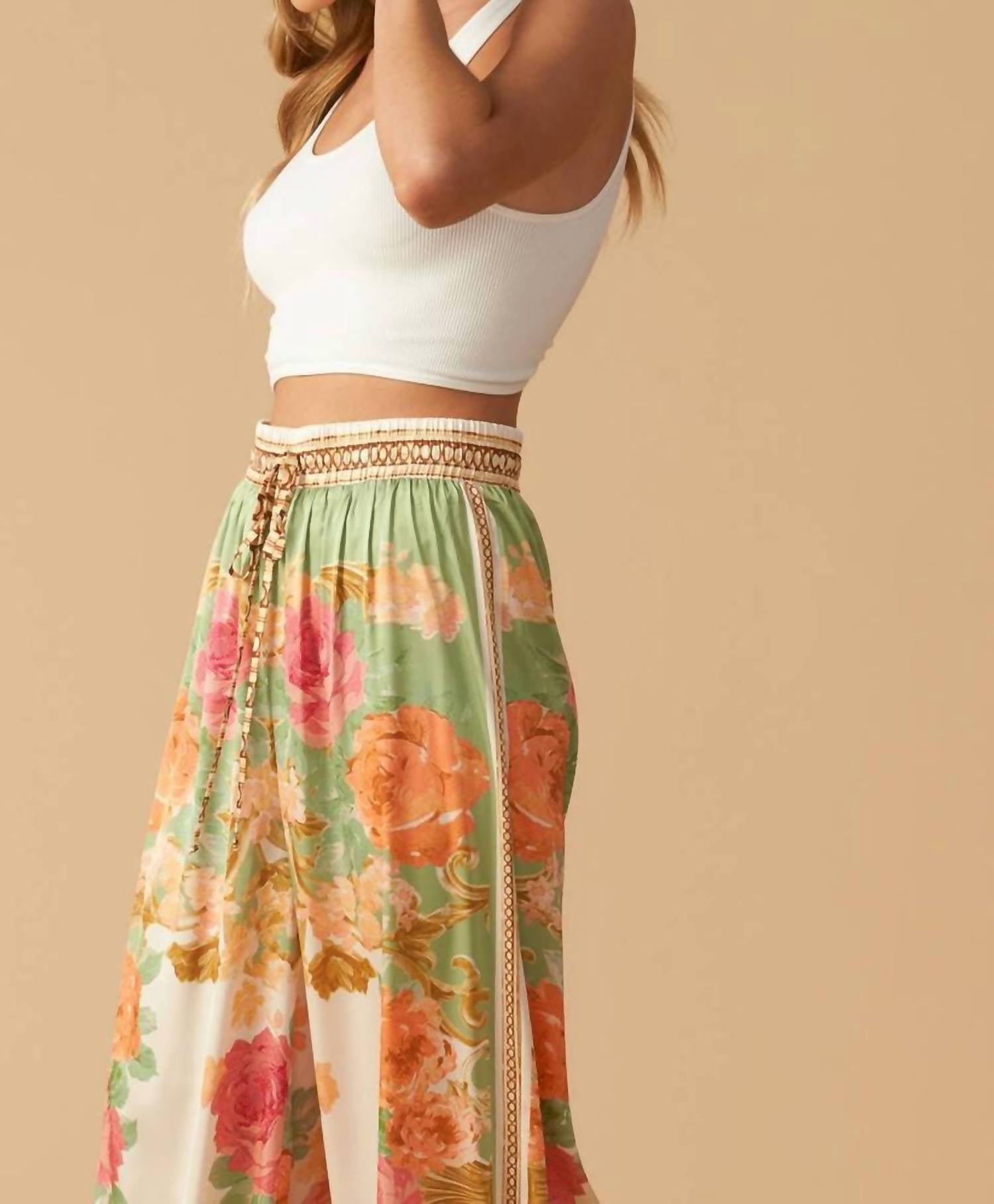 Bns - Boho Bloom Wide-Leg Pants