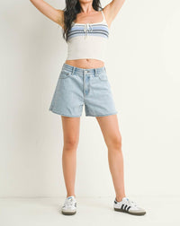 Just Black Denim - Elastic Waist Mom Short