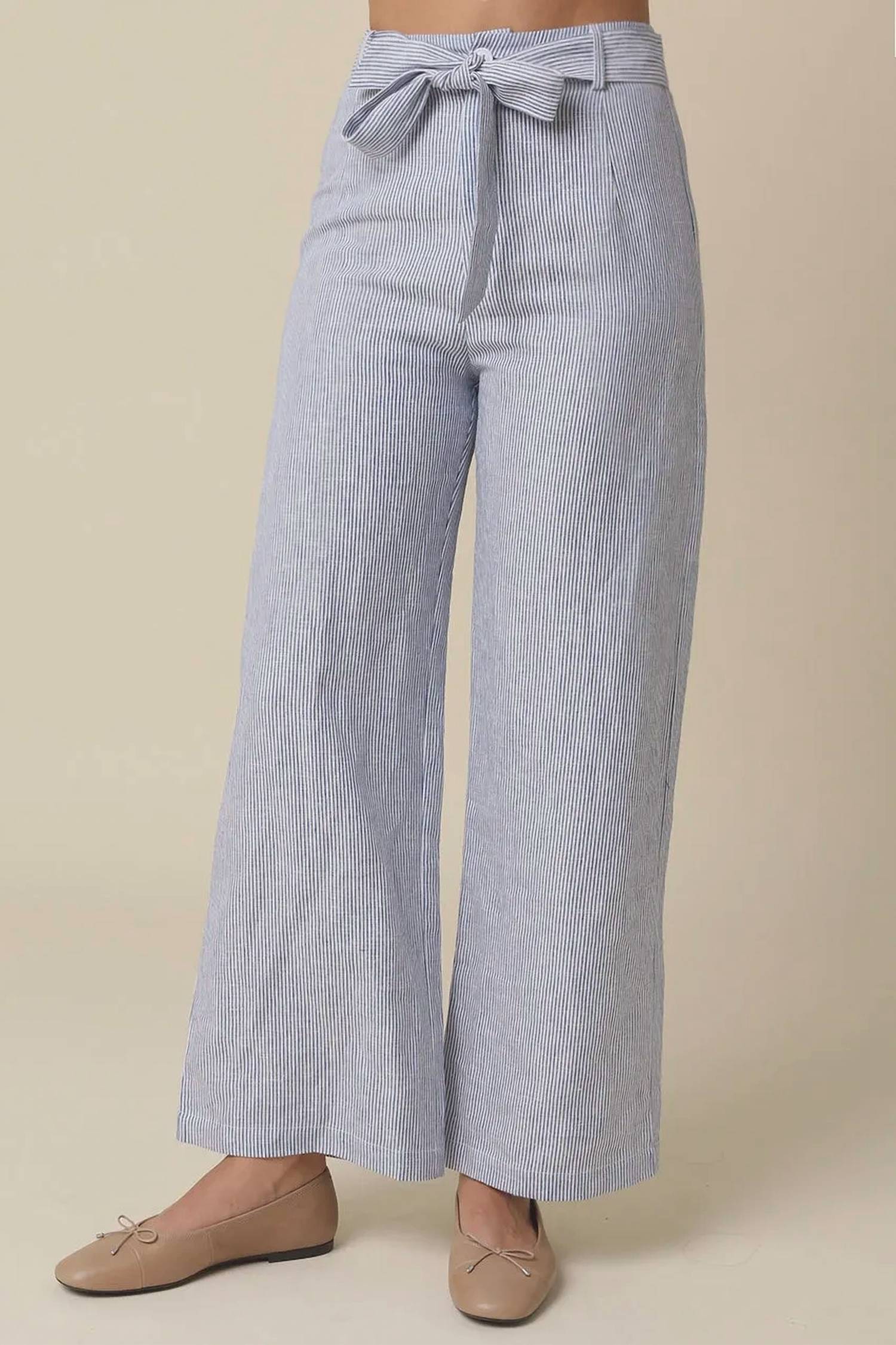 Olivaceous - Harbor Stripe Linen Pants
