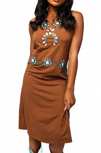 Queen Of Sparkles - Turquoise Necklace Tank Midi Dress