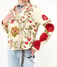 Aratta - Carmen Embroidered Denim Motorcycle Jacket