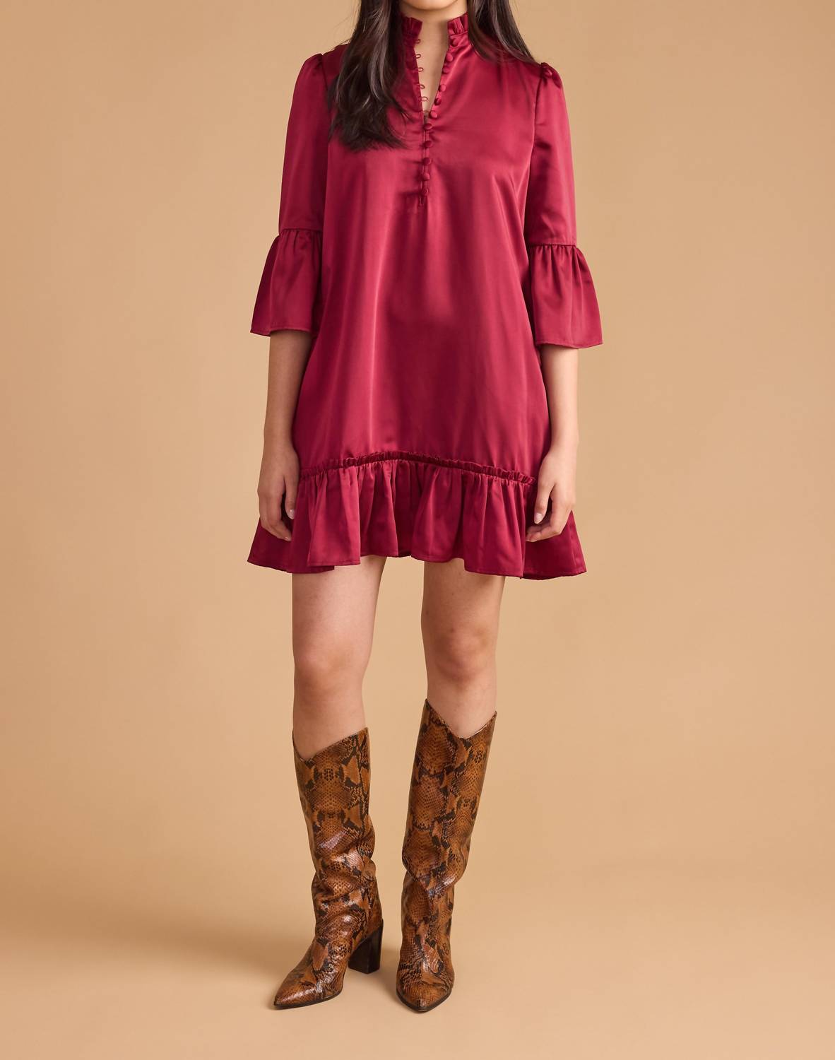 Double A Chelsea Mini Dress in beet red - women's dress - view 4