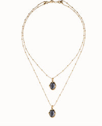 Unode50 - Women's Multi Strand Necklace With Two Oval Crystals