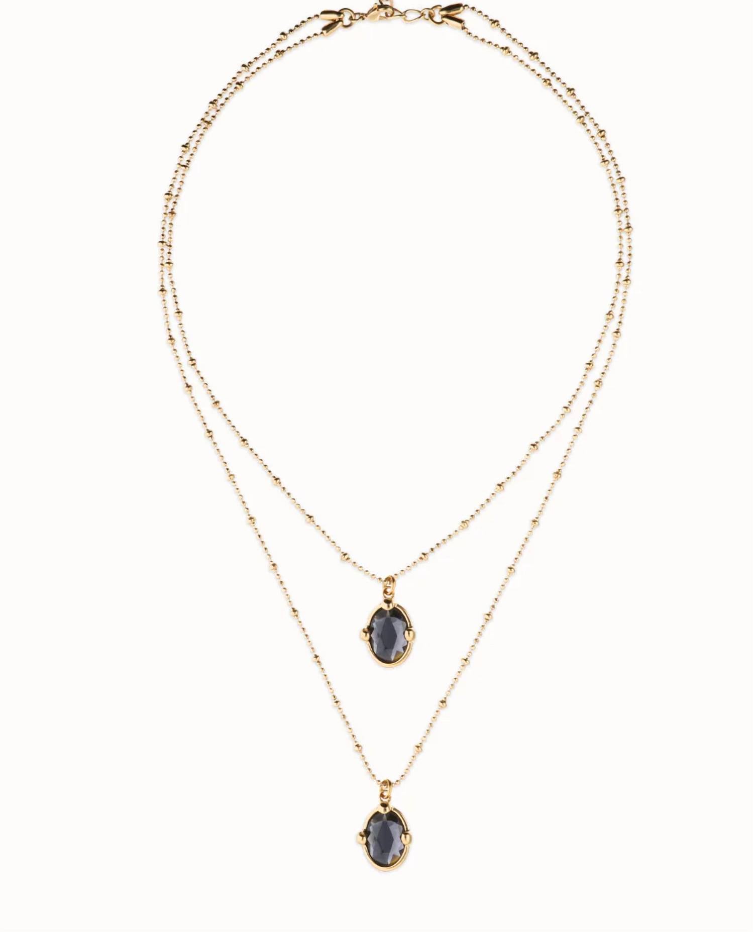 Unode50 - Women's Multi Strand Necklace With Two Oval Crystals