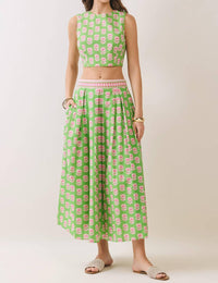 Tcec - Floral Print Midi Skirt