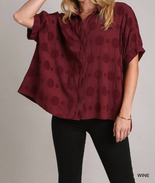 Umgee - Polka Dot Jacquard Top