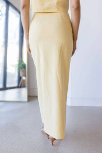 Moon River - Front Button Linen Midi Skirt