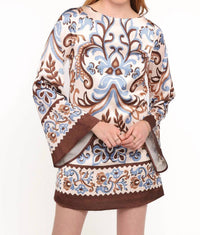 Skies Are Blue - Border Print Boho Mini Dress