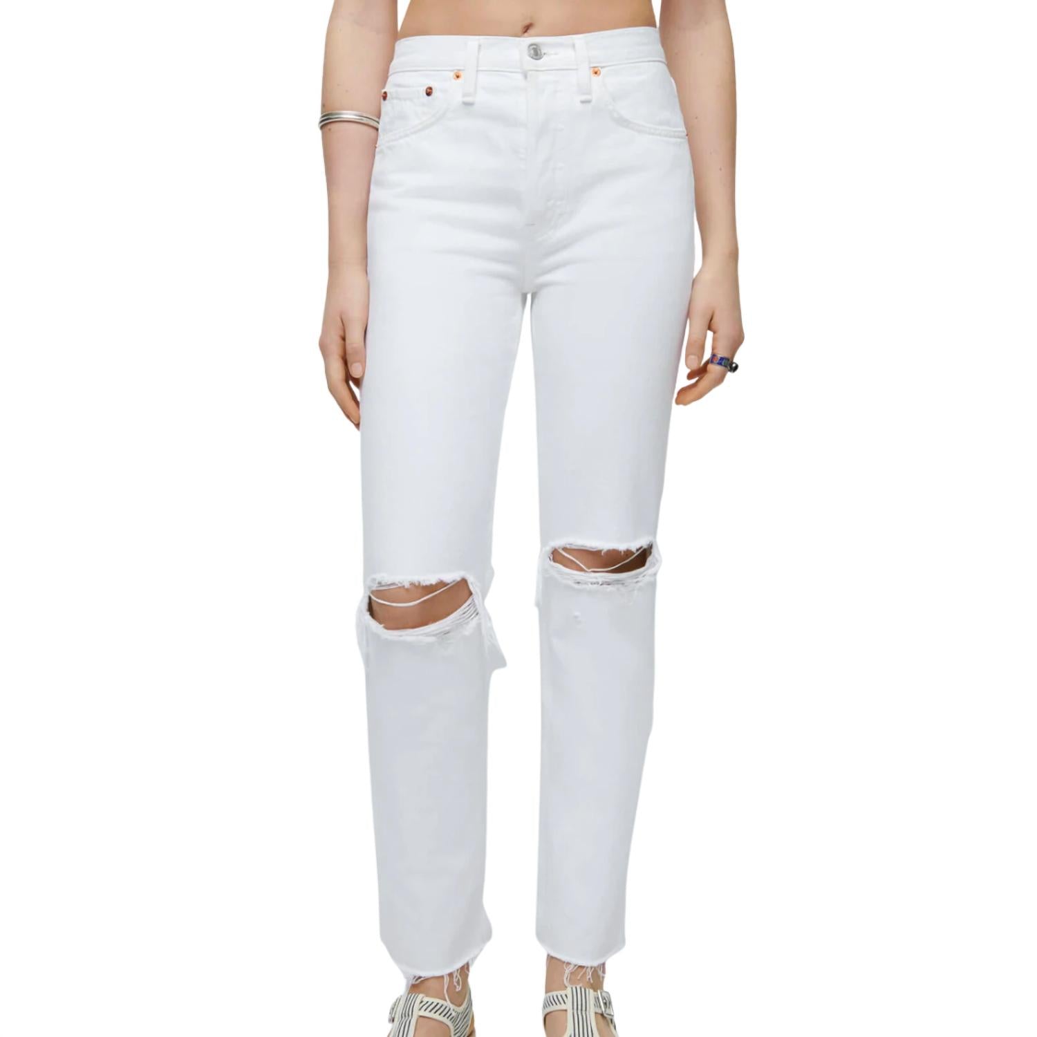 Re/Done - High Rise Stove Pipe Jeans
