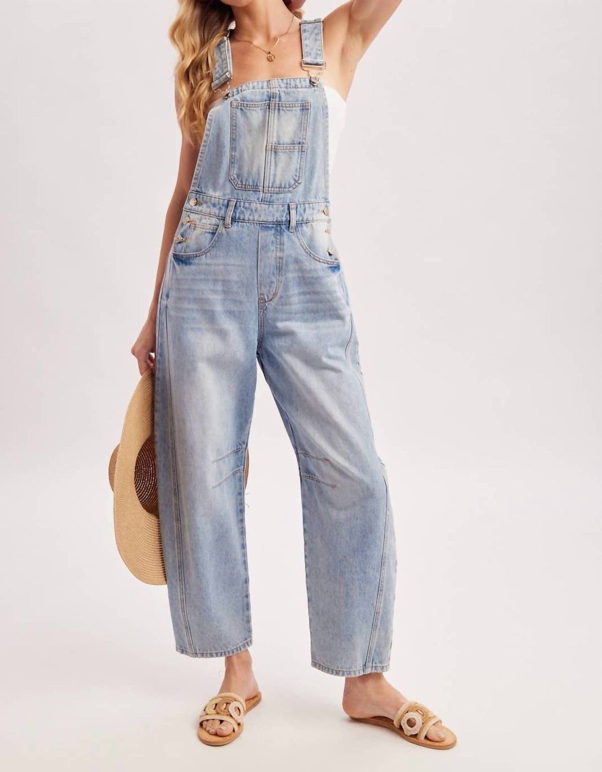 Bluivy - Women's Denim Barrel Overalls