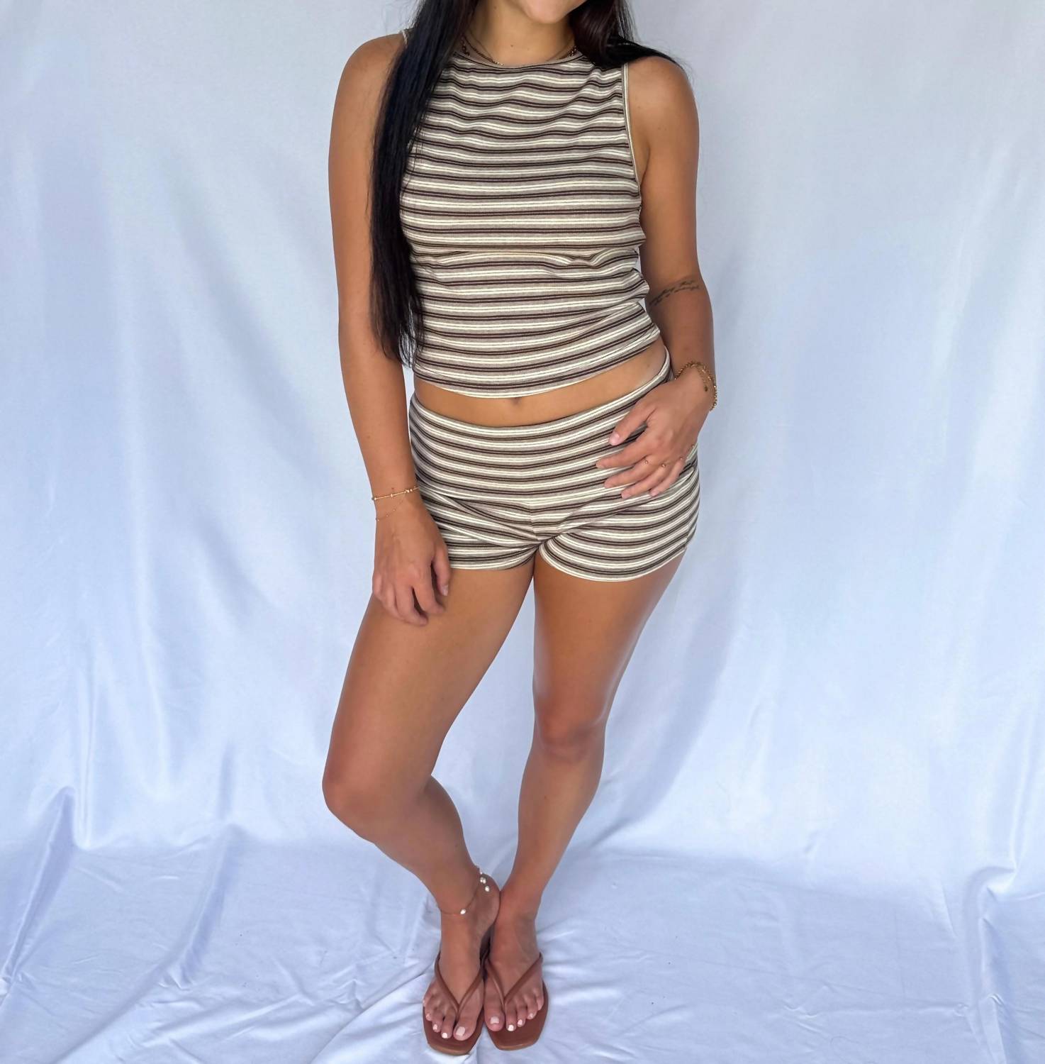 Pretty Garbage - The Iris Stripe Short Lounge Set