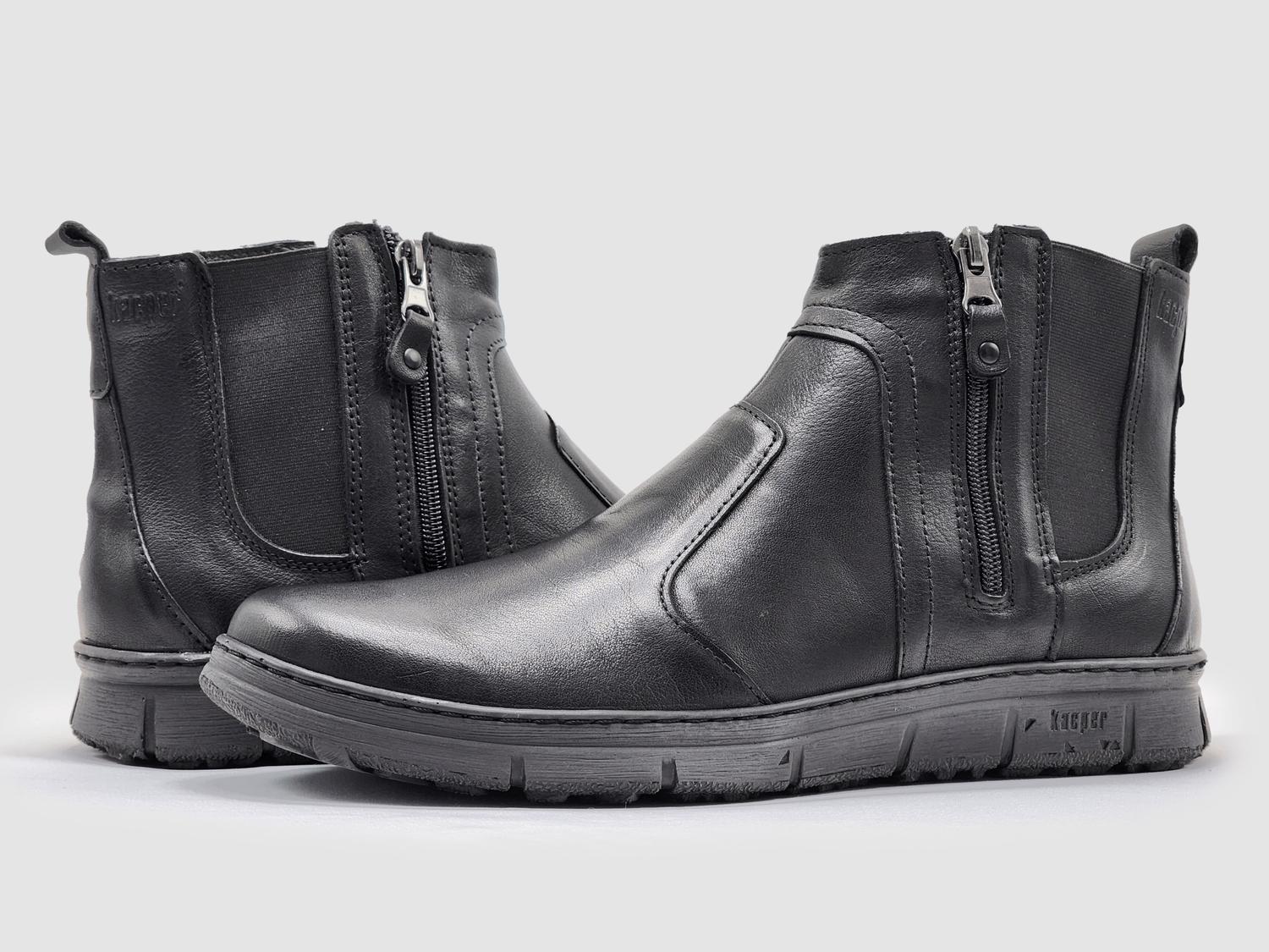 Kcr Group - Men's Everyday Thin Wool-lined Zip-up Leather Boots