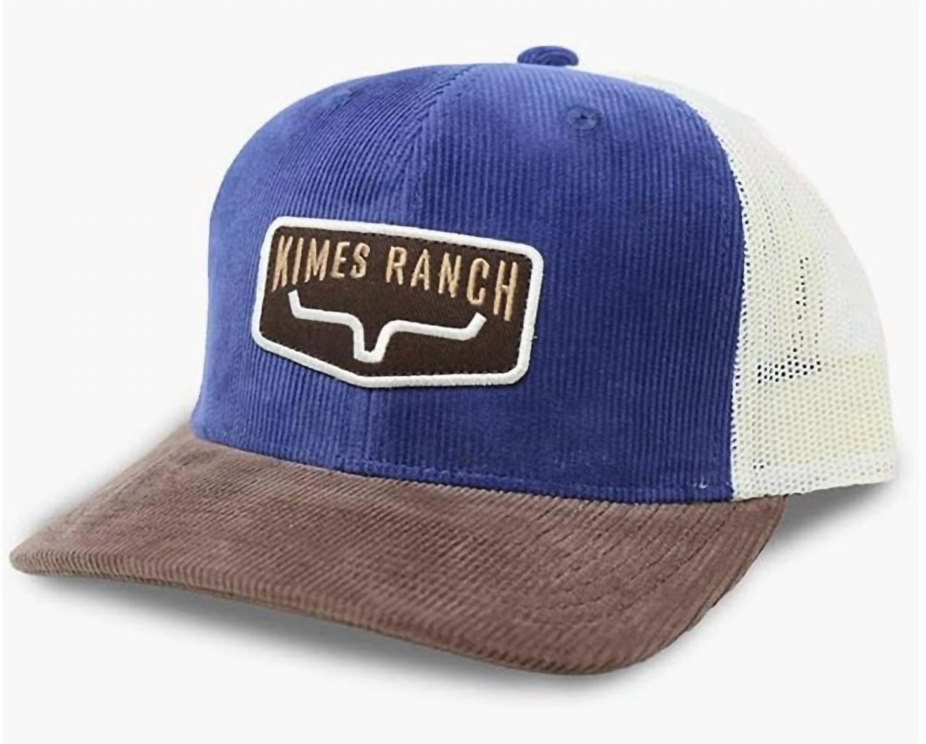 Kimes Ranch Fourteen Panel Corduroy Mid Profile Cap in blue - men's hat