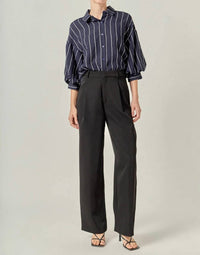 English Factory Bellamy Balloon Sleeve Blouse in navy white - women's blouse - alternate view