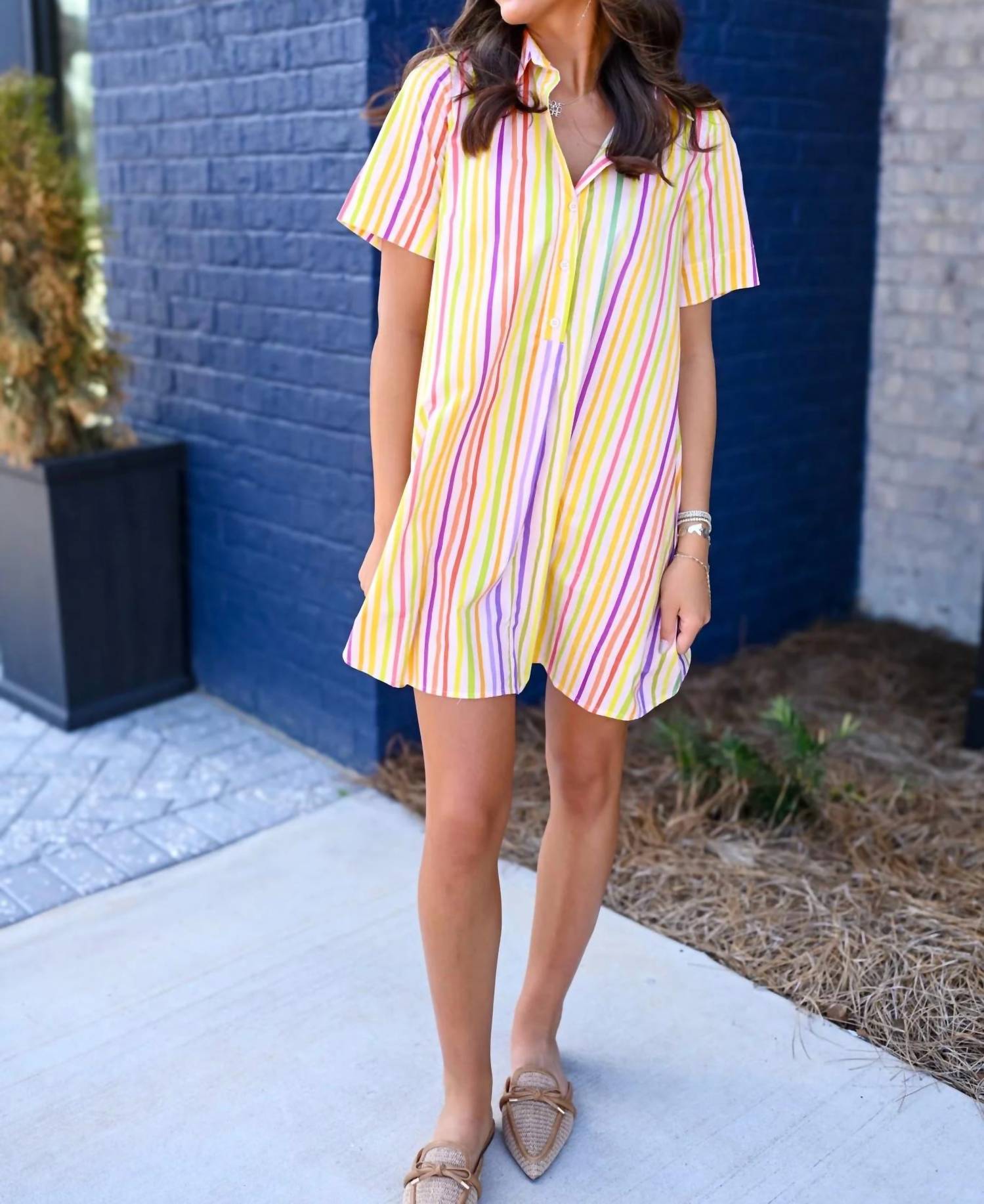 Meet Me In Santorini - Paralia Stripes Shirt Dress