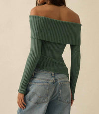 Promesa - So Fine Semi-sheer Rib-knit Foldover Top