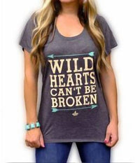 Ali Dee Wholesale Wild Hearts Can't Be Broken Tee in charcoal gray - women's t-shirt
