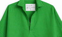 Frank & Eileen Women's Gabi Popover Shirt in kelly green - women's blouse - detail view