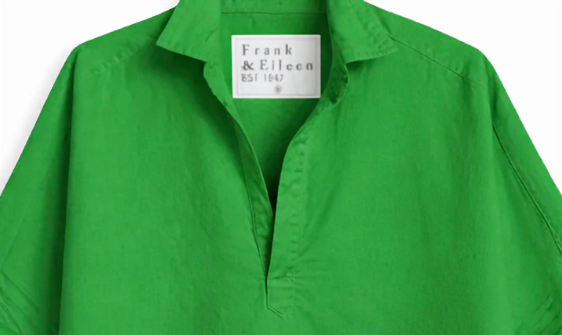 Frank & Eileen Women's Gabi Popover Shirt in kelly green - women's blouse - detail view