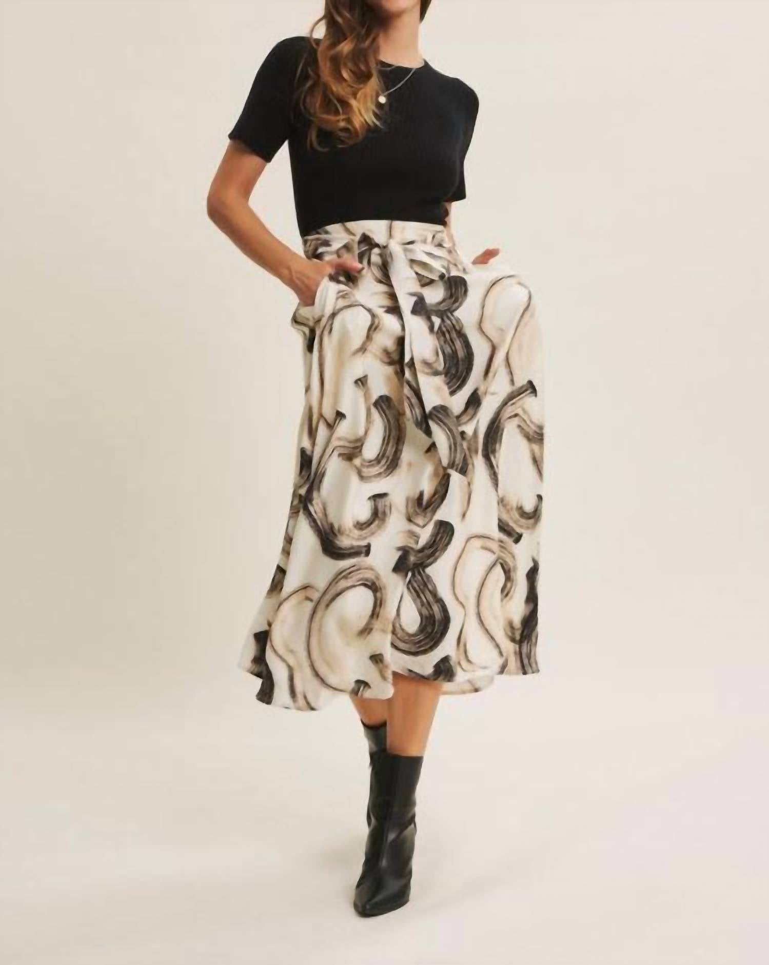 In February - Brush Stroke Mixed Media Dress