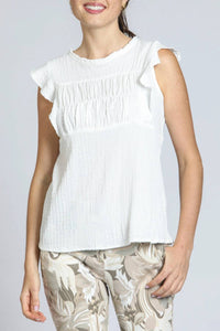 Apny - Crinkled Flutter Sleeve Top