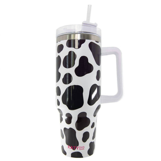 Katydid - Cow Print Western 40 Oz Stainless Steel Tumbler Cup With Handle
