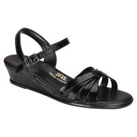 SAS Women's Strippy Quarter Strap Wedge Sandal in black - women's sandal