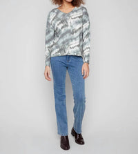 Charlie B - Printed V-neck Knit Top