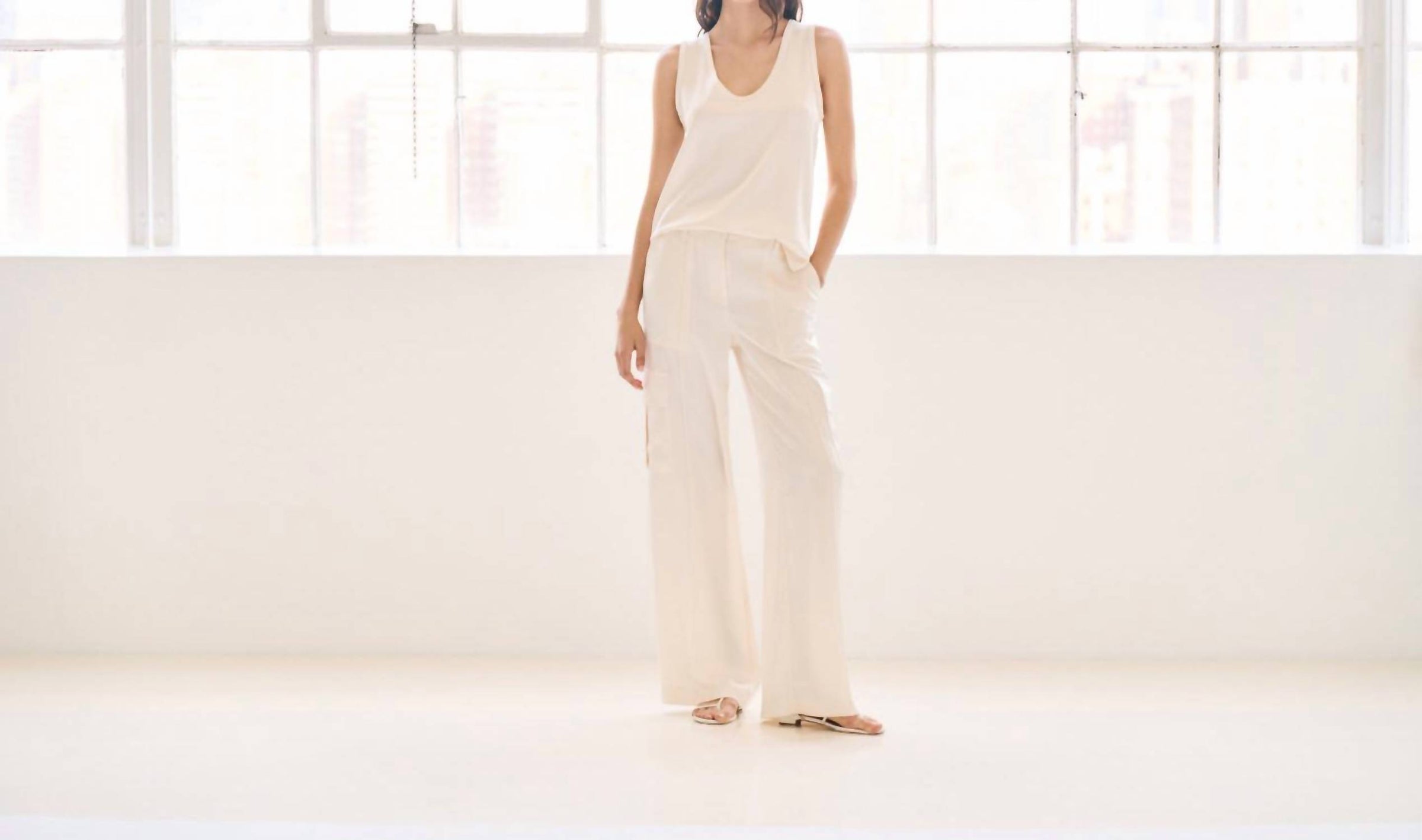 Kulson Blaire Tank Top in ecru - women's tank top - detail view