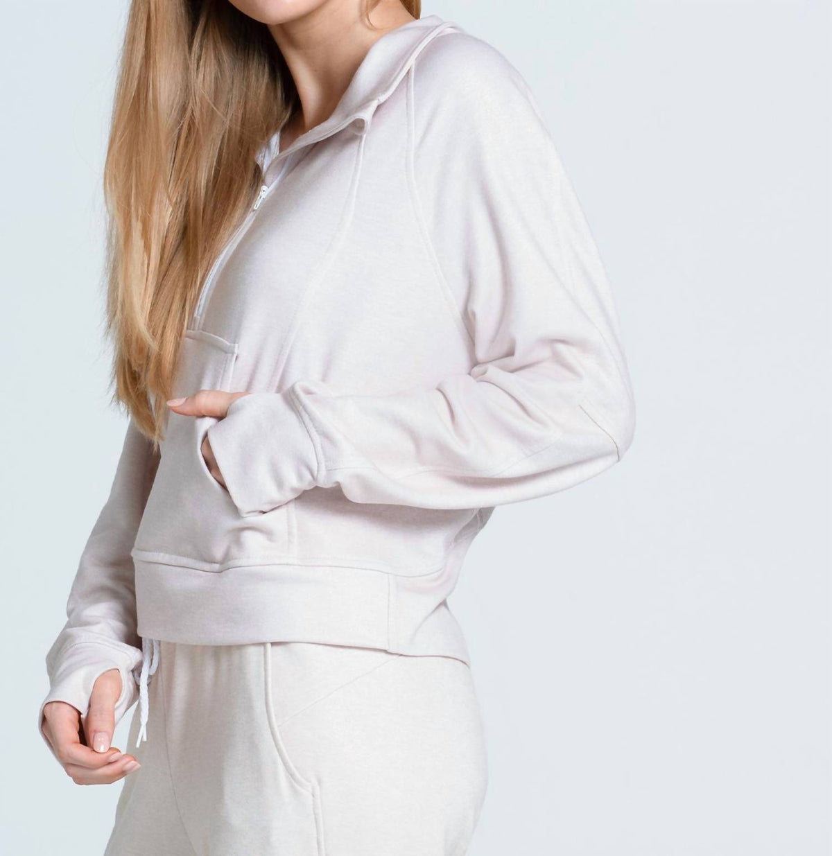 Lucky In Love - Renew Heather Zip Long Sleeve Pullover Sweater