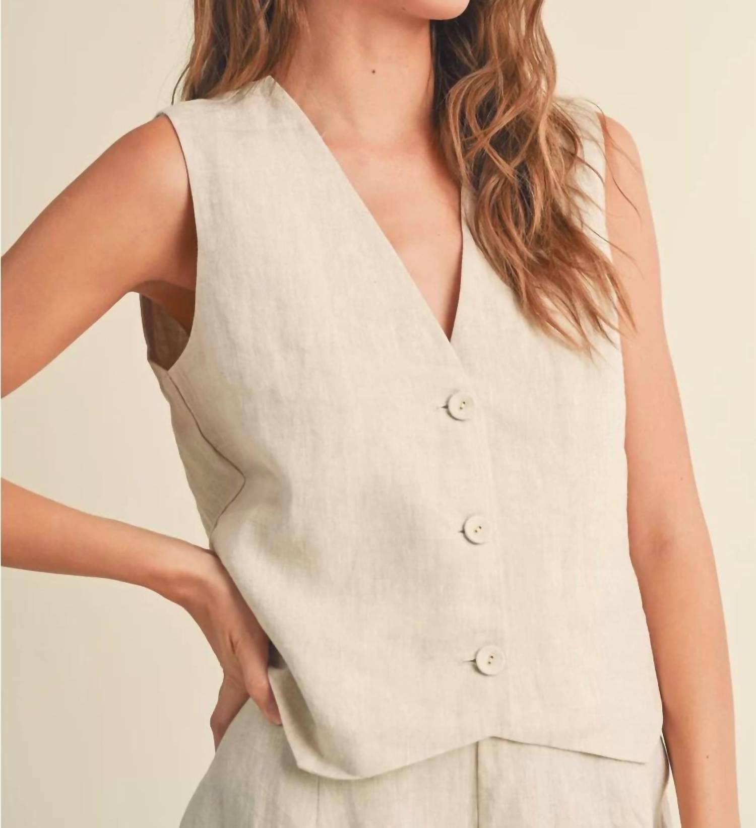 Miou Muse - Linen Tuxedo Vest