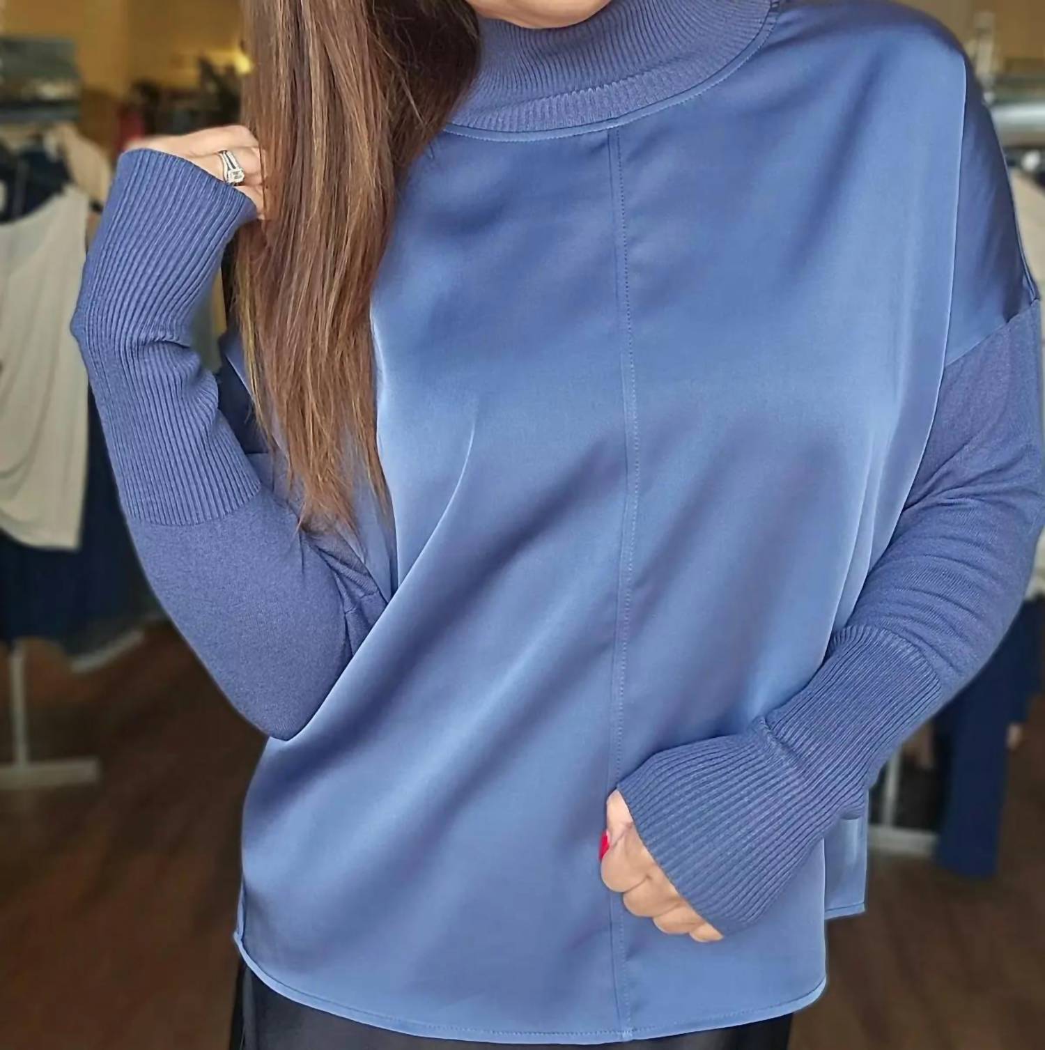 Charlie B - Satin Knit Combo Top