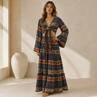 Mystery Resort - Mirena Wrap Top And Maxi Skirt Set