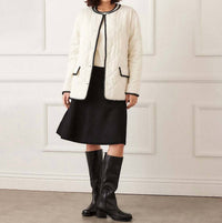 Karen Kane Edge Stitch Quilted Jacket in cream and black - women's jacket - view 7