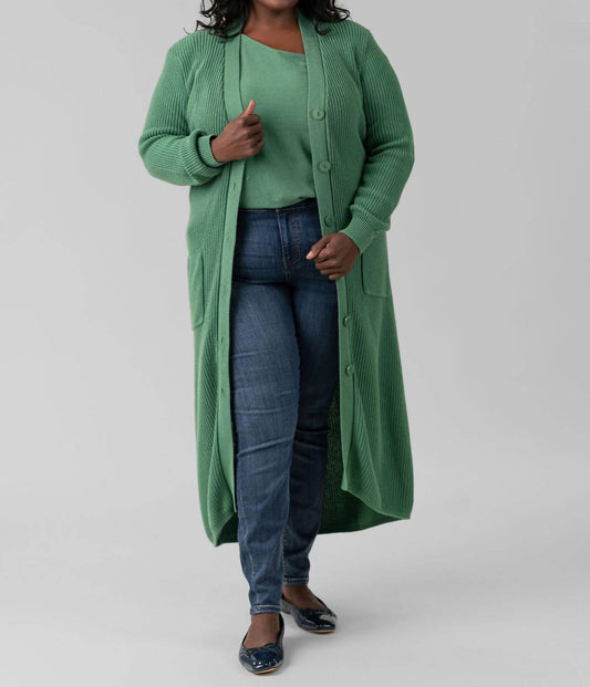 Minnie Rose - Cotton / Cashmere Belted Ribbed Long Cardigan - Plus Size