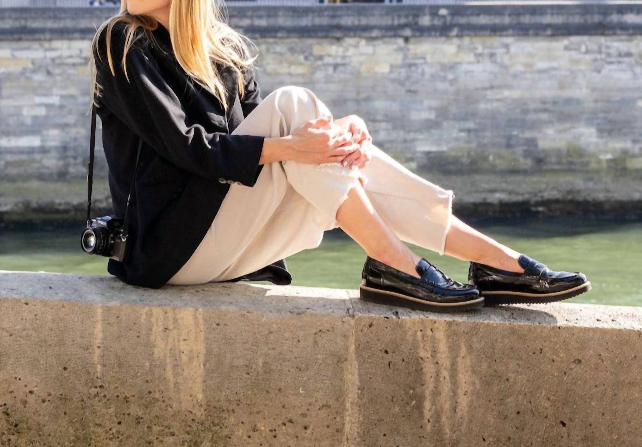 L'amour Des Pieds Women's Zyra Leather Loafers in black - women's flats - view 5
