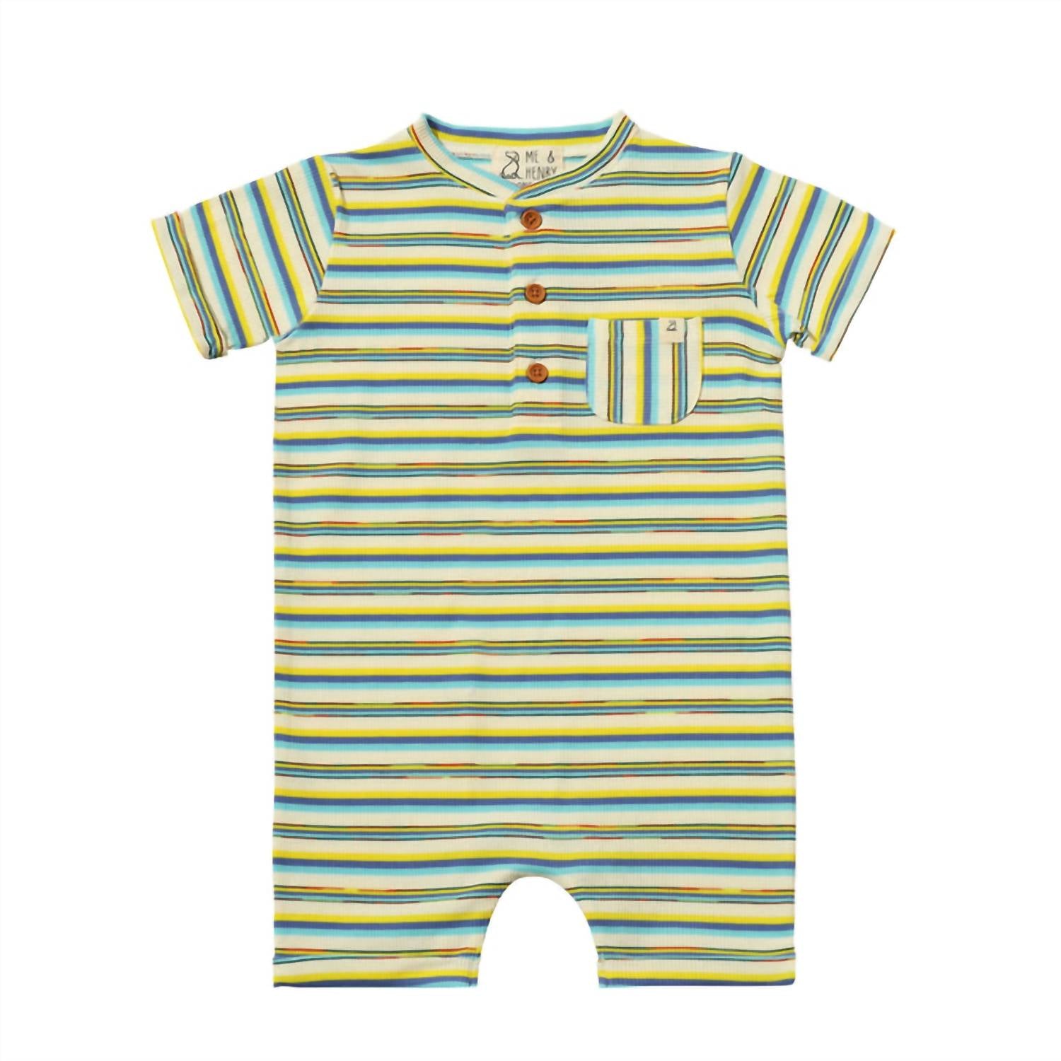 Me & Henry - Boy's Camborne Henley Ribbed Romper