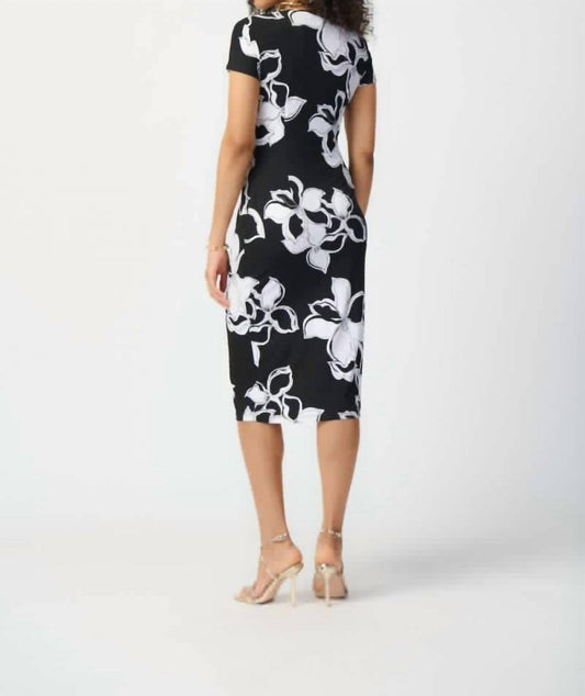 Joseph Ribkoff - Short Sleeve Faux Wrap Sheath Dress