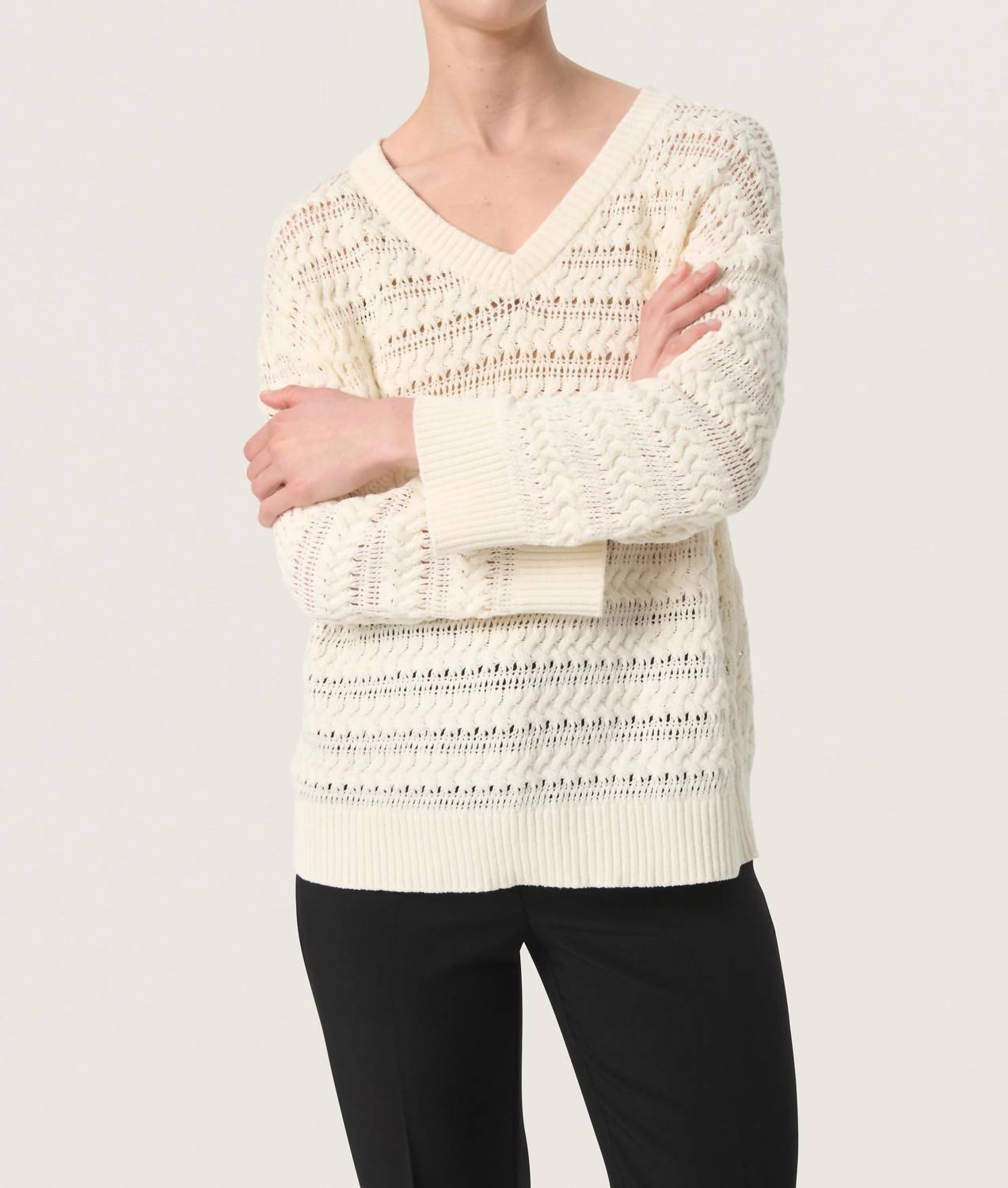 Soaked In Luxury - Skylah V-neck Three Quarter Sleeve Pullover