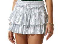 Day + Moon - Tiered satin skort with ties