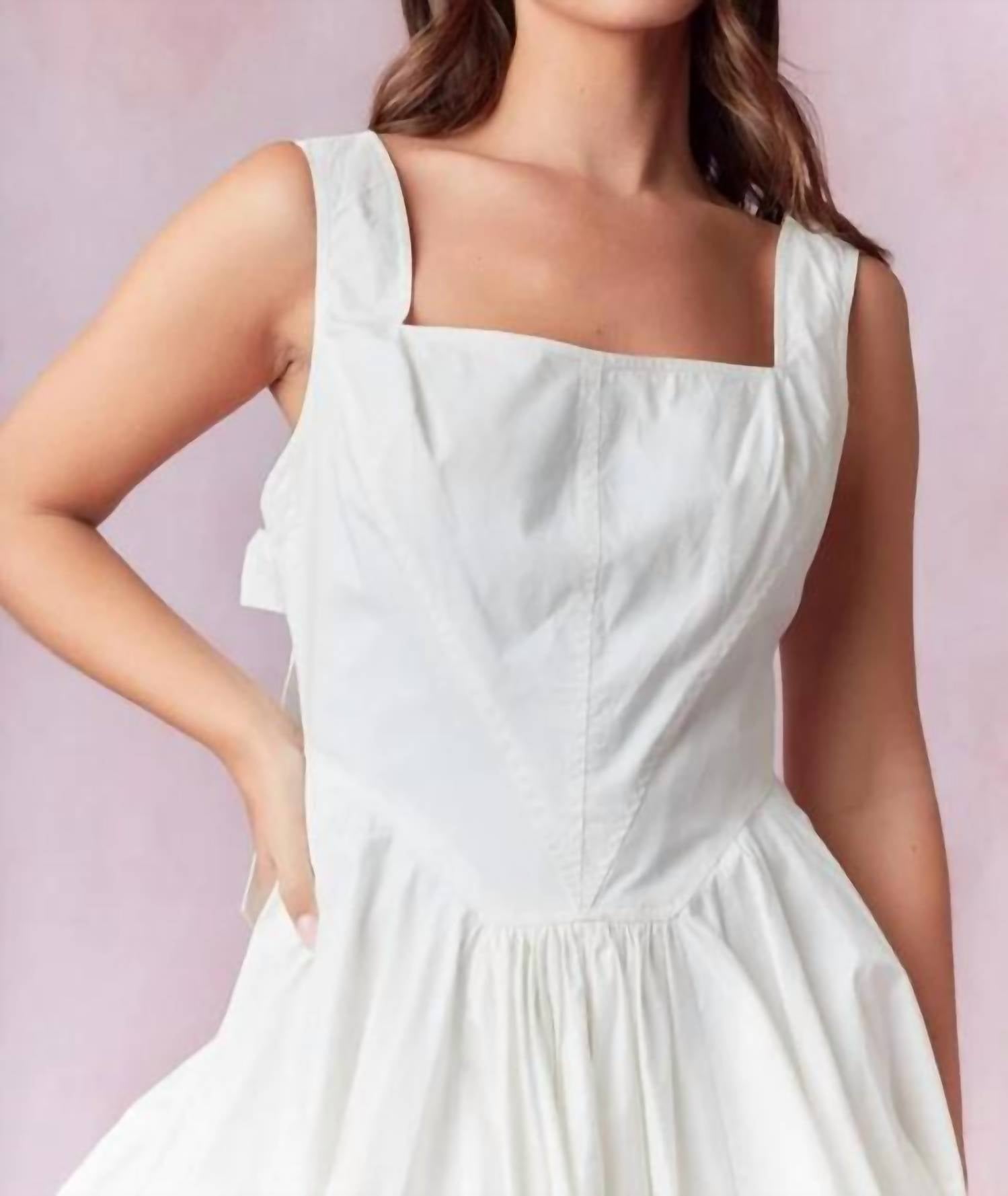 Peach Love - Cute And Sweet Bow Bubble Hem Mini Dress