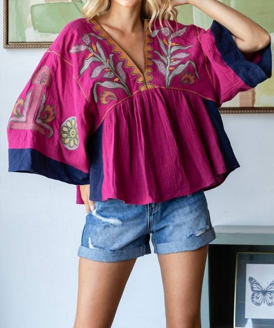 Veveret - Embroidered Gauze Top