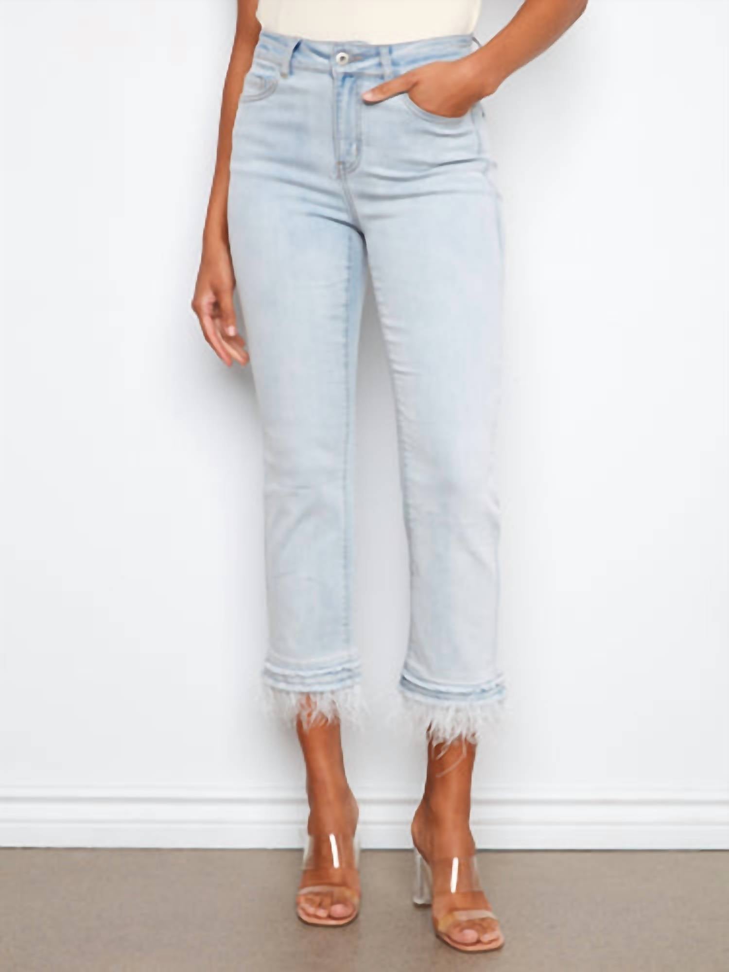 Charlie B - Cropped Jeans With Removable Feather Hem