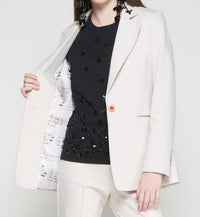 Vilagallo Rock Blazer Jacket in ecru - women's jacket - detail view