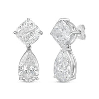 Diana M Jewels - Women's Cushion & Pear Lab-grown Diamond Stud Earrings (10.00 Tcw) - Bold