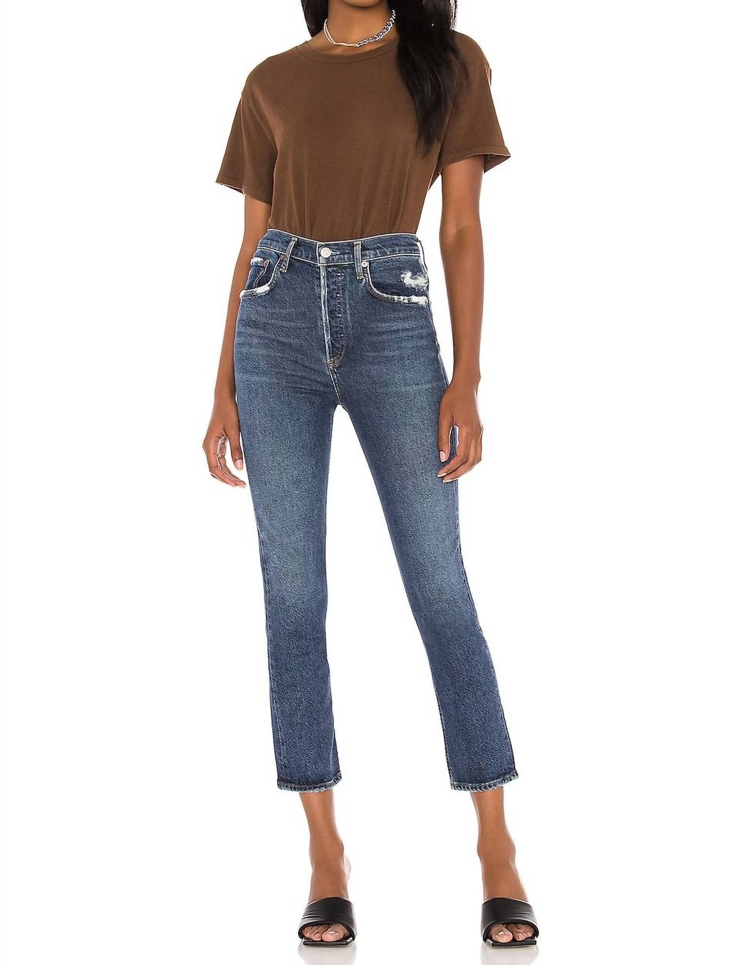 AGOLDE Riley High Rise Straight Crop Jean in pastime - women's jeans - view 4