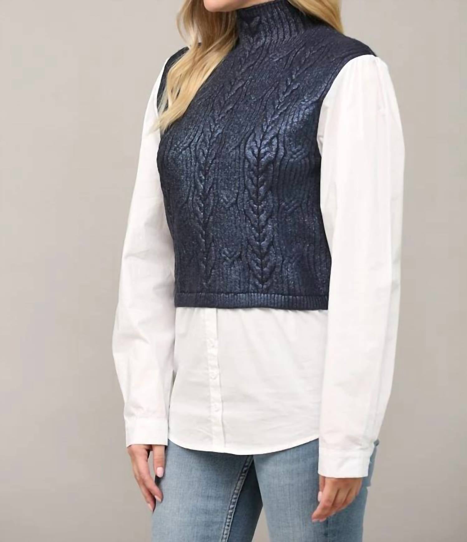 Fate - Foil Cable Knit Twofer Sweater