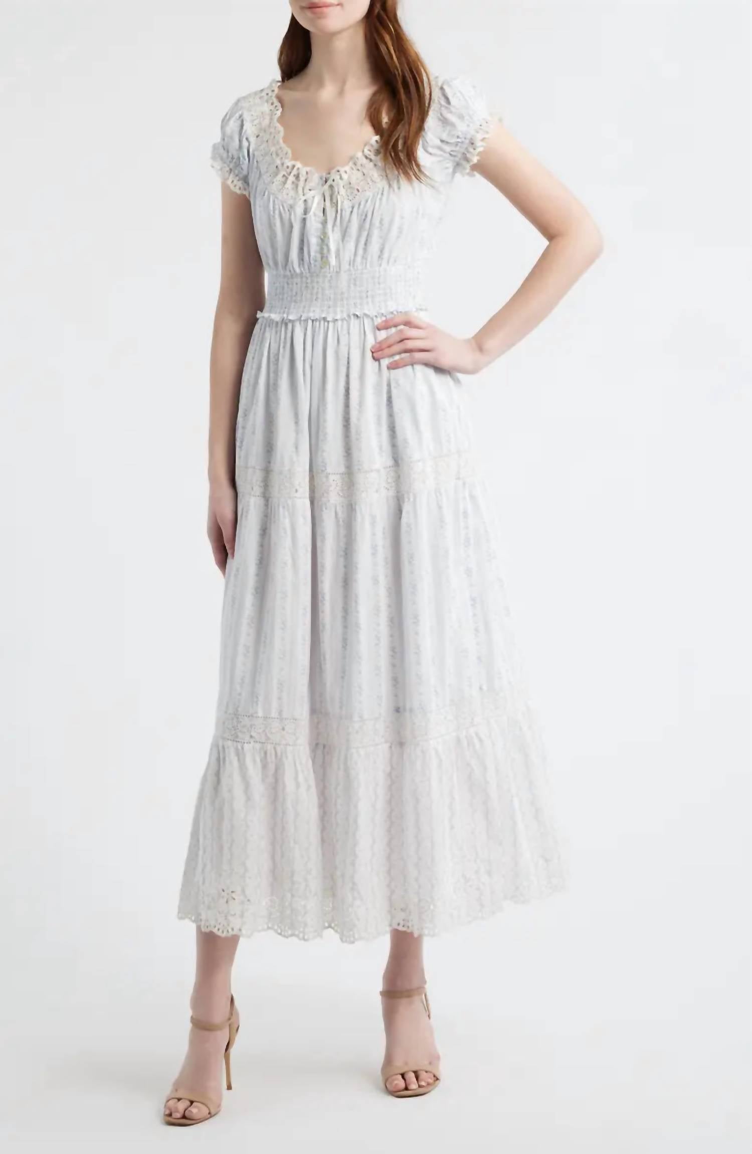 LoveShackFancy Emie Midi Dress in blue - women's dress