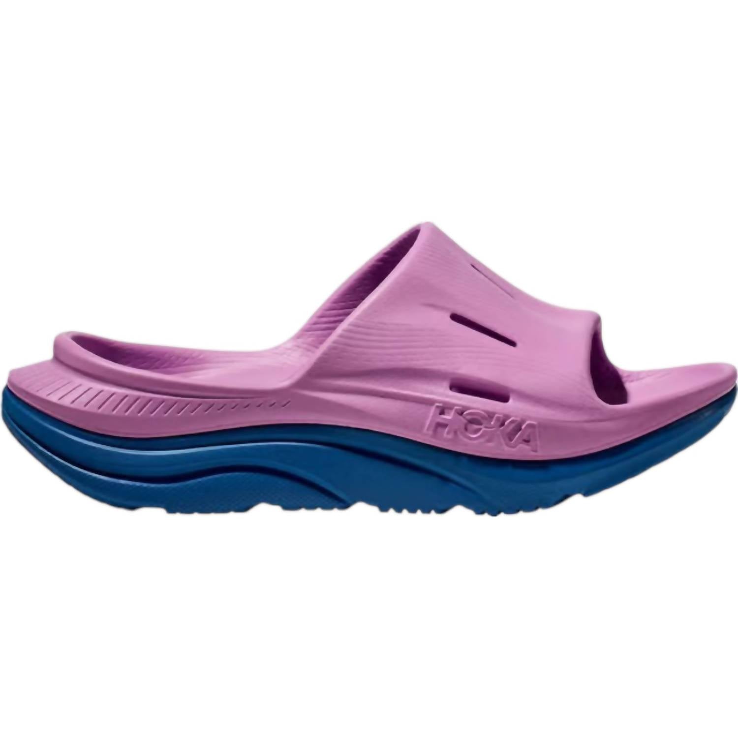 Hoka Unisex Ora Recovery Slide in cyclamen coastal sky - item - detail view